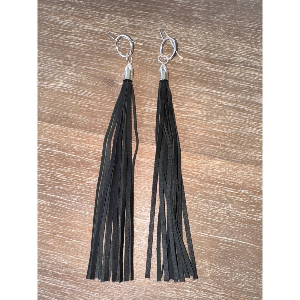 Zimmermann Black Tassel Drop Earrings with Silver Accents